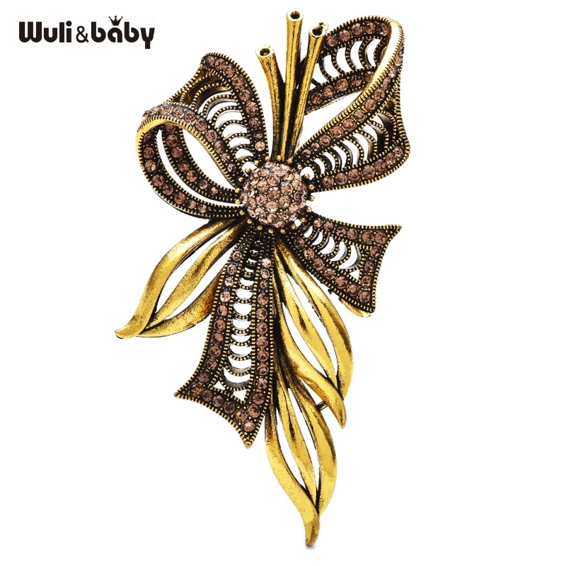 Wuli&baby Big Vintage Bowknot Brooches For Women Lady 2-color Easy-match Knot Party Office Brooches Pins Gifts