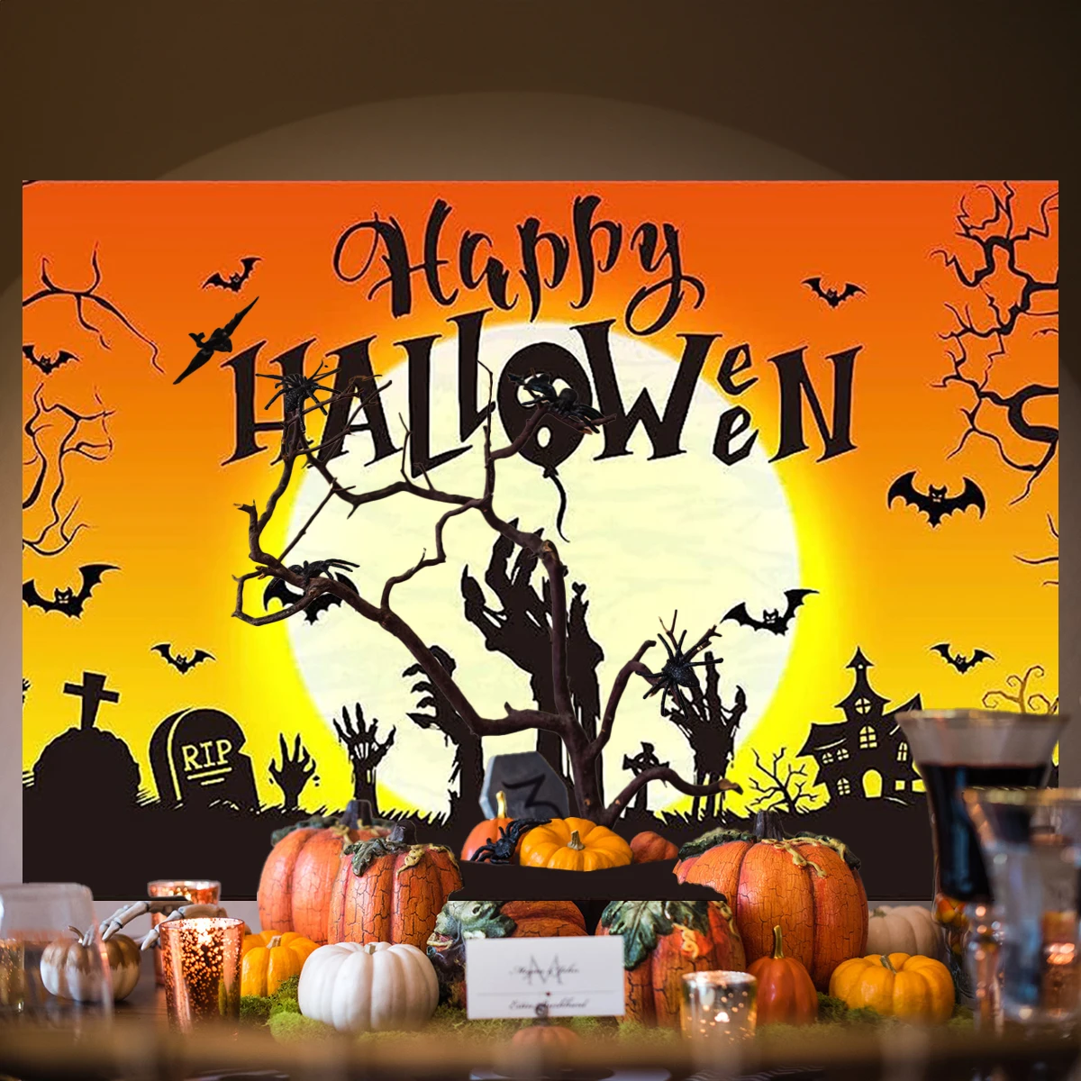 Halloween Backdrop Horror Scary Pumpkin Moon Night Haunted House Kids Children Adult Birthday Photography Background Party Decor