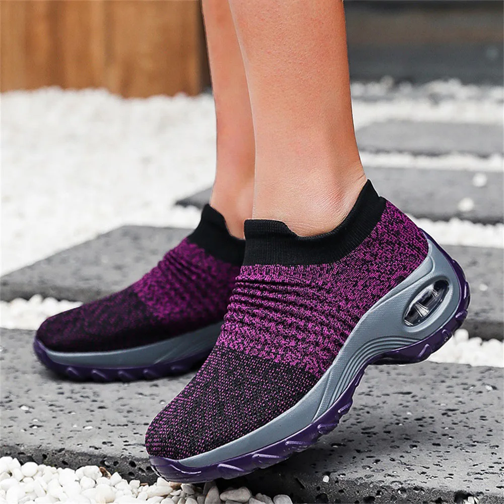 Women\'s Sneakers 2024 New Fashion Mesh Ladies Slip On Breathabe Sport Shoes 35-43 Large-Sized Female Outdoor Running Loafers