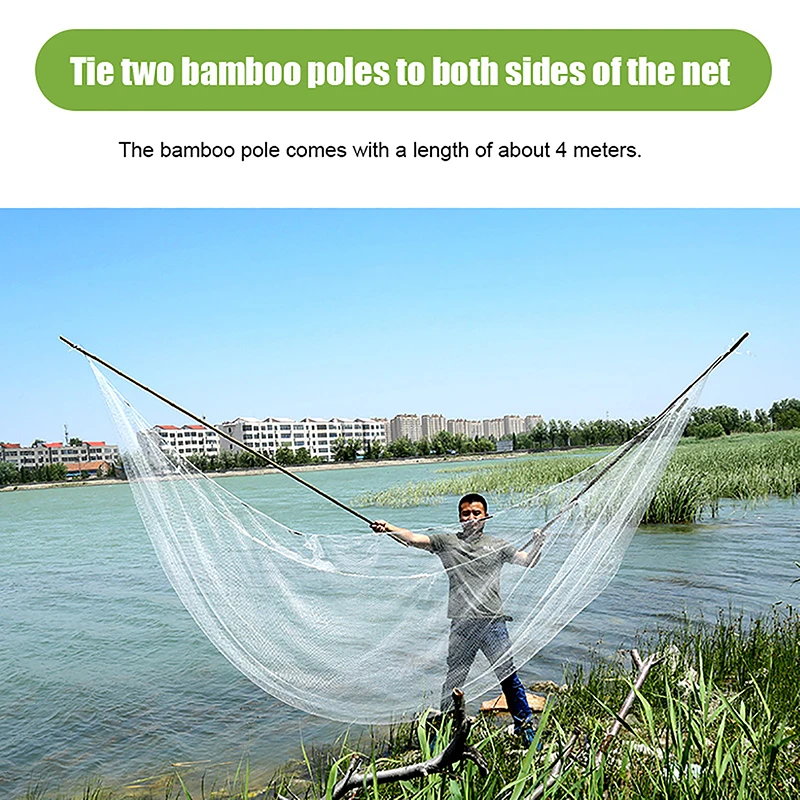 

Fishing White Nylon Line Fishing Net Braided Fish Net Multifilament Hand Carry Bamboo Poles Catch Fish Network For River Pond