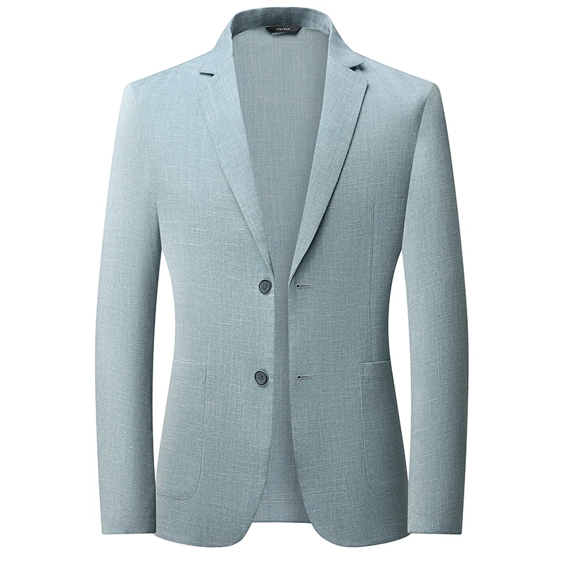2025 Summer Light Green Thin High-quality Sunscreen Ice Silk Blazer for Men, Khaki Casual Simple and Atmospheric Men's Jacket