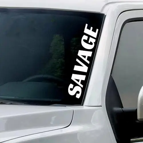 SAVAGE Windshield Banner Vinyl Decal Sticker Car Truck Window White 22 inches