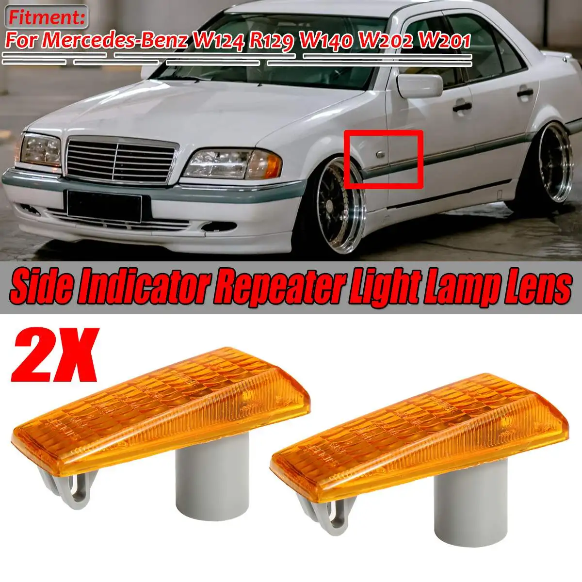 2x Car Side Indicator Repeater Marker Light Lamp Lens Cover Trim For Mercedes For Benz W124 R129 W140 W202 W201 5014196