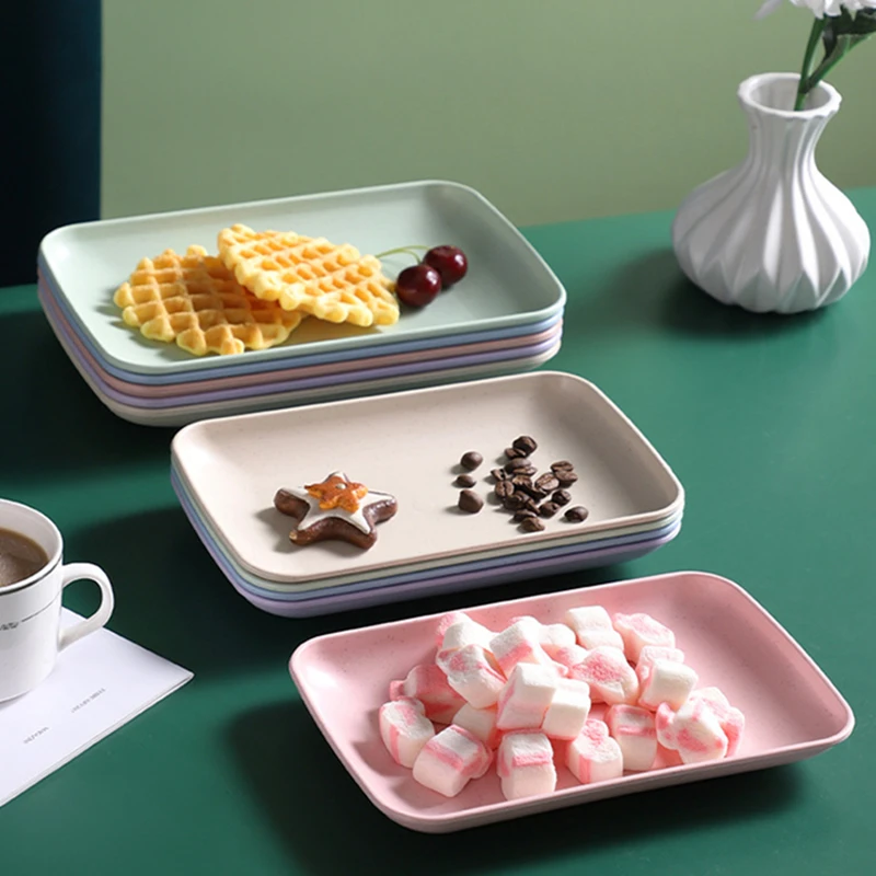 Multi-Function Plastic Food Storage Tray Fruit Dessert Plates Snack Bread Pan Home Kitchen Organizer Supplies