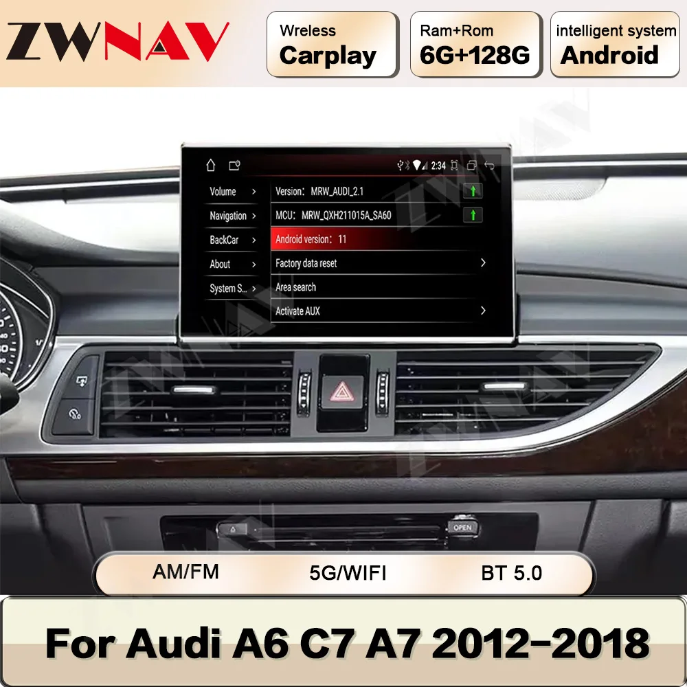 

Экран для Audi A6 C7 A7 2012-2018 Android автомобильное радио стерео с Bluetooth DSP Carplay IPS головное устройство GPS навигация
