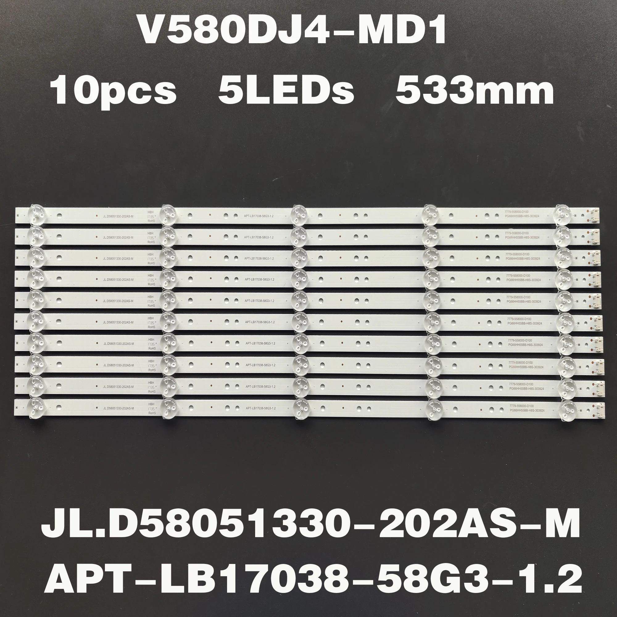 1 zestaw = 10 sztuk podświetlenie LED 5 dla tej lampy Skyworth 58 "telewizor z dostępem do kanałów 58G2A 58G3 58K5D 58F55 JL.D58051330-202AS-M V580DJ4-MD1 APT-LB17038-58G3-1.2