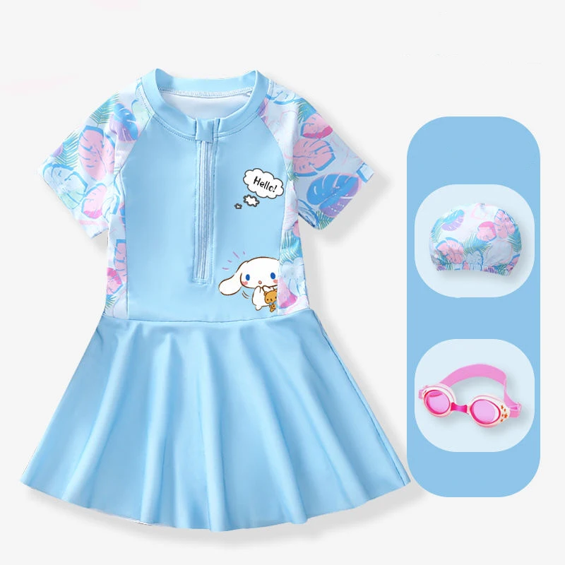 

Sanrio Kawaii Cinnamoroll Children's Swimsuits Anime Cartoon Sweet Fashionable Exquisite Skin Friendly Girls' Siamese Swimsuits