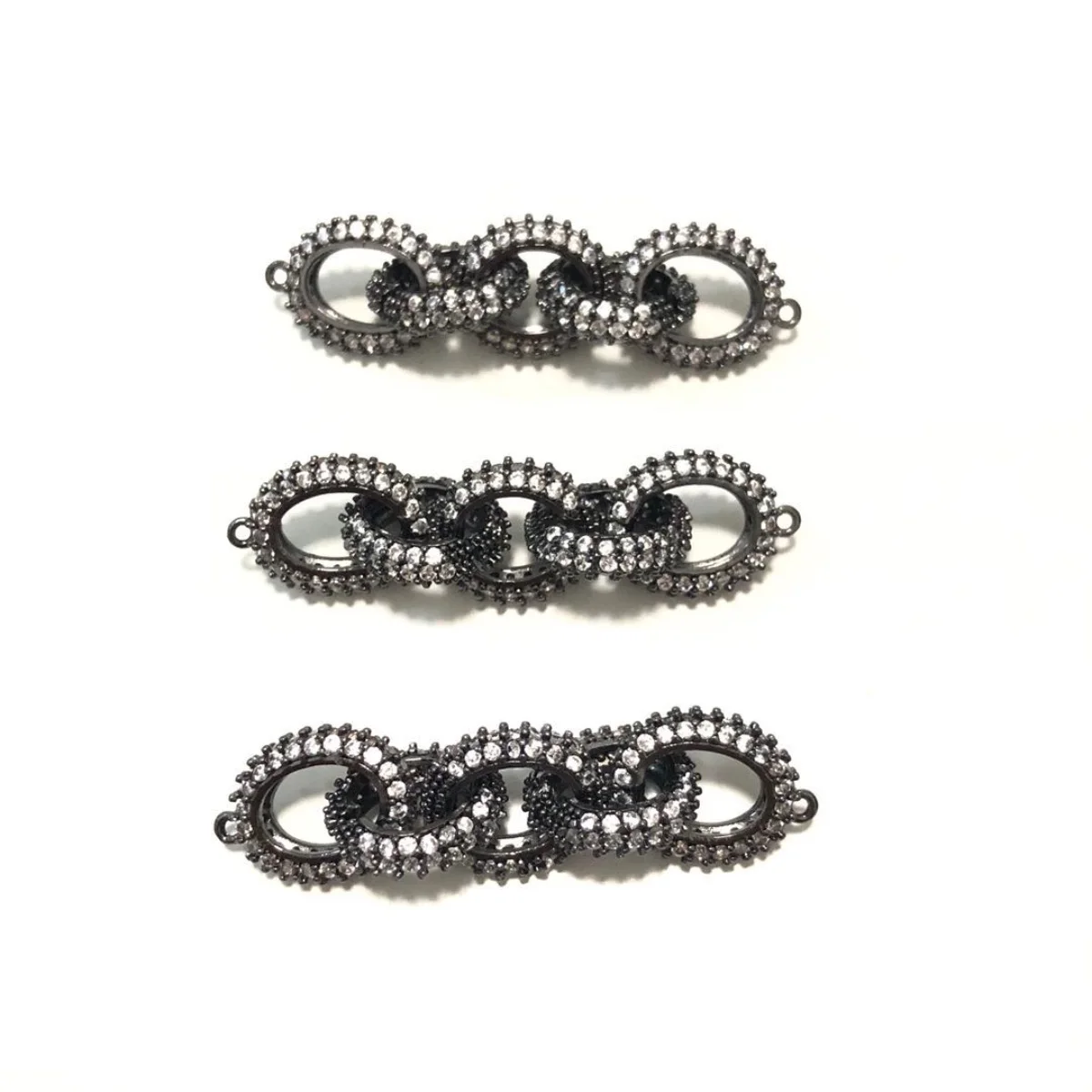 5pcs Zirconia Paved 5 Circles Connectors for Women Bracelets Necklaces Making Bling Gold-Plated Waist Jewelry Findings Wholesale