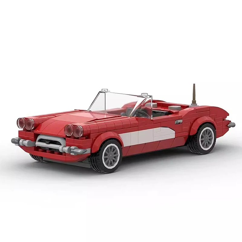 Technical Car MOC Mini Chevroleted Corvette C1 Convertible 8 Studs Wide Speed Vehicles Sets Building Blocks Toys Gift