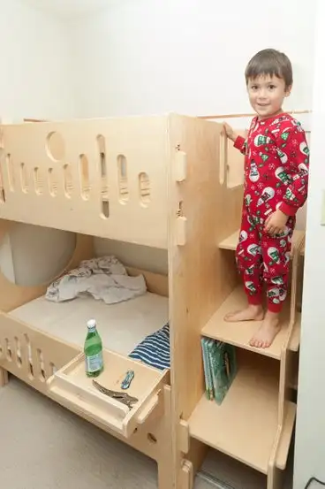 -For  Without Screws Wooden Bunk Children Bed With Step and Storage Durable Safely Wood Kids Bed Home Furniture Bed&