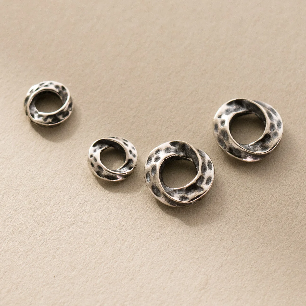 1pc/Lot 925 Sterling Silver Twisted Circle Loose Beads 7mm 10mm Spiral Rings Connector Big Hole Spacers DIY Jewelry Bracelets