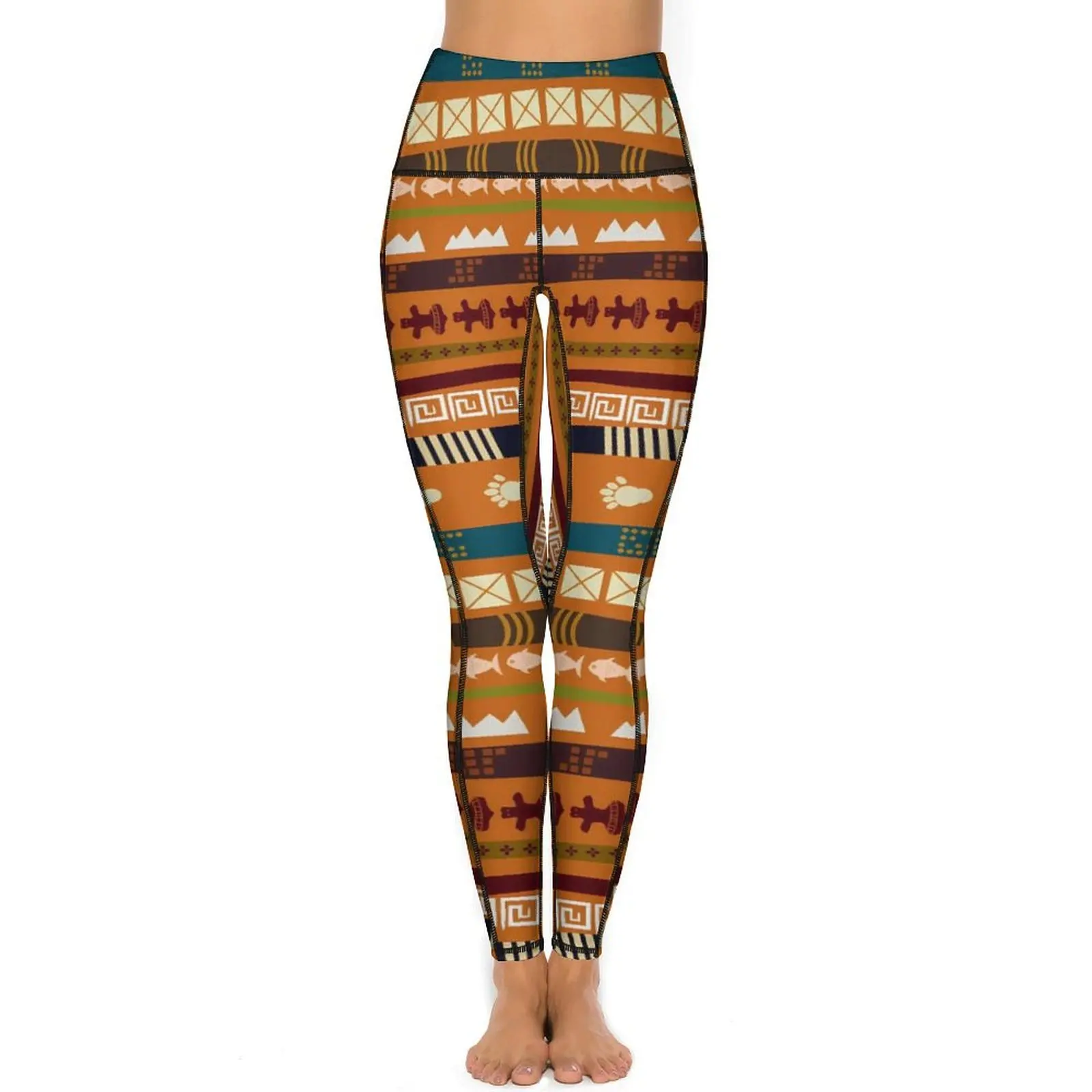 Vintage Tribal Leggings ชาติพันธุ์บทคัดย่อฟิตเนสกางเกงโยคะ Push Up น่ารัก Leggins ยืดกราฟิกกีฬา Legging ของขวัญวันเกิด