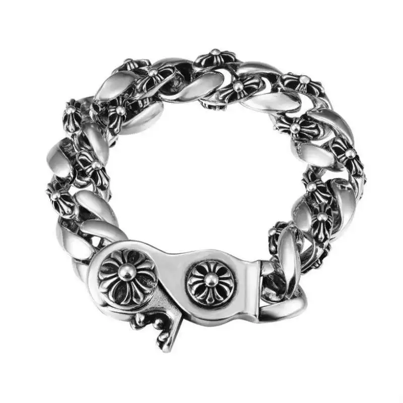 

Silver Full-Starburst Engraved Braided Chain Bracelet: Gothic Opulent Statement Jewelry