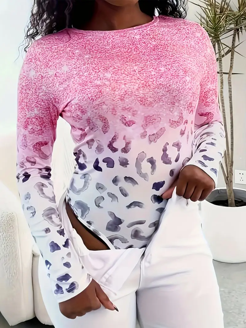 Women's Slim Fit round Neck Long Sleeved Jumpsuit Versatile Interior And Bottom Layer Design for Versatile Style