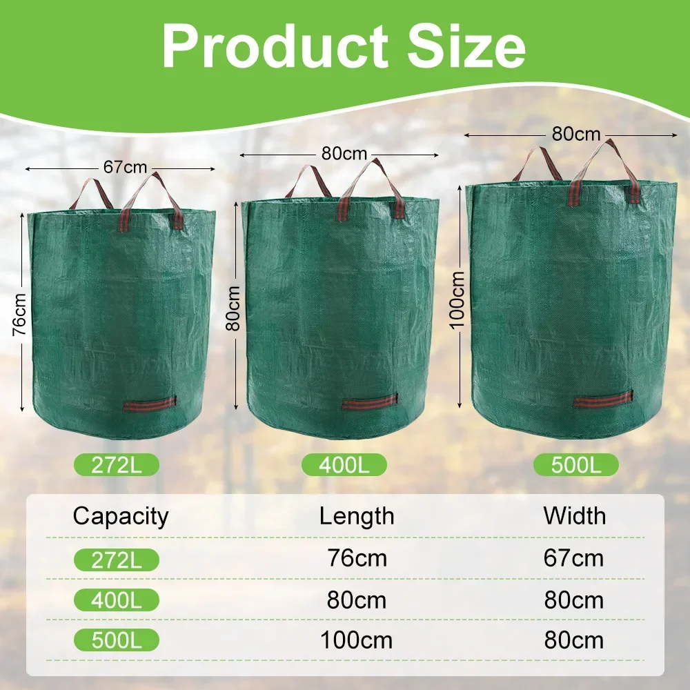 Goture 272-500L Foldable Fallen Leaf Bag With Glove Outdoor Camping Garbage Waste Collection Durable Reusable Picnic Storage Bag