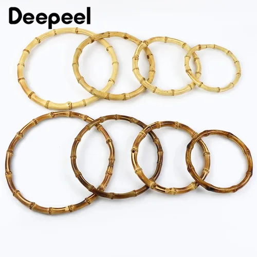 Imagen 2 del producto Asas para bolso de bambú Natural, 2/4 Uds., 7/10/12/15/18cm, bolso con asa de anillo redondo, marco para bolso, accesorios para bolsas tejidas artesanales hechas a mano