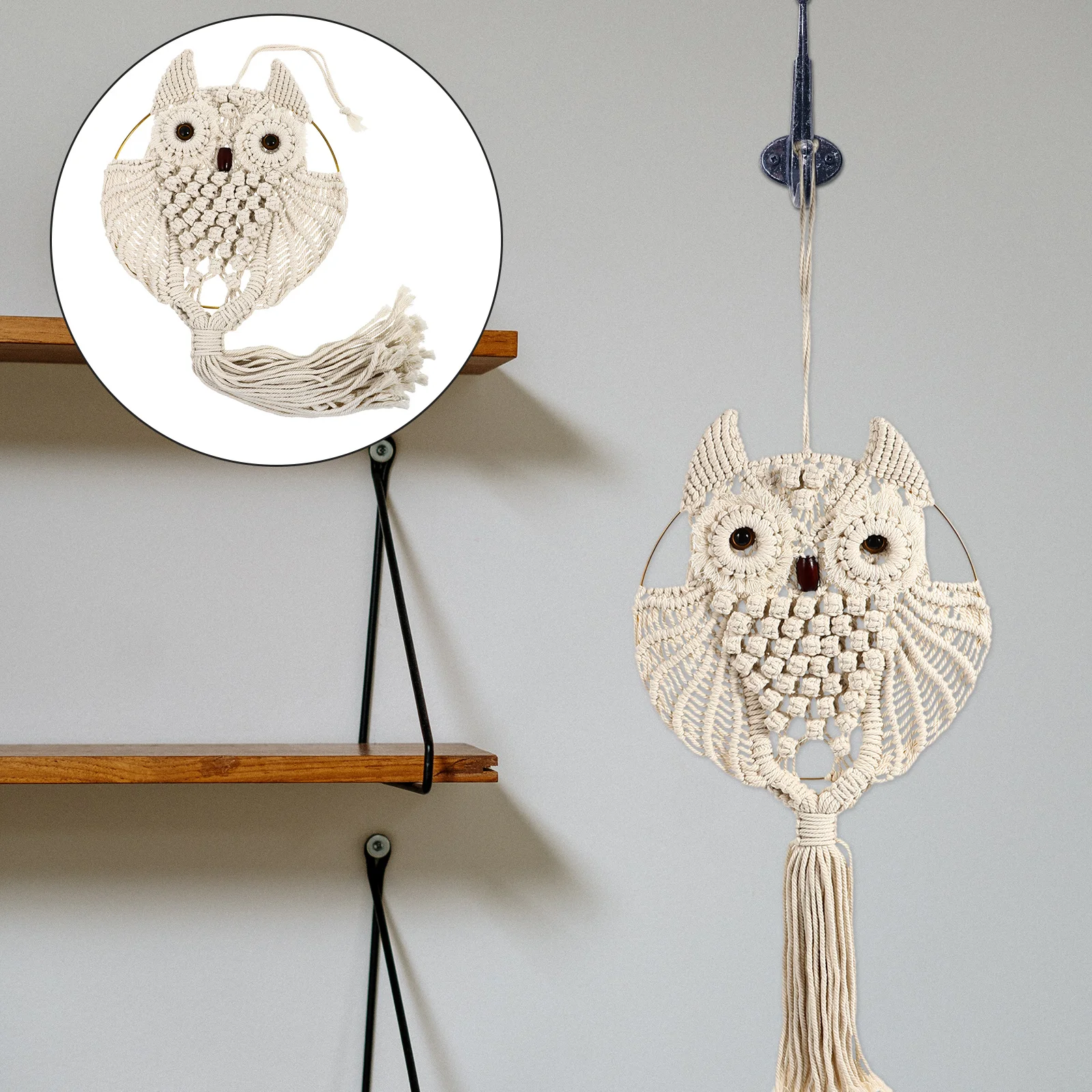 

1Pcs Nordic Owl Modeling Tassel Adornment Woven Tapestry Wall Art Hanging Decor for Dorm Office Balcony Window Sill Interior