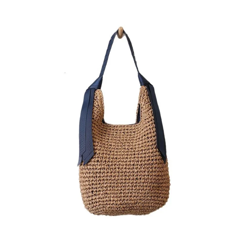 Neue 2026 Einfarbige Strohtasche Sommer Bohemian Style Strandurlaub Einzel-Schultertasche Geflochtene Handtasche für Damen – Detail 17