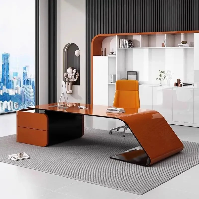 L Shaped Organiser Office Desk Drawer Manager Modern Wood Reading Table Reception Executive Writing Mesa De Escritorio Furniture