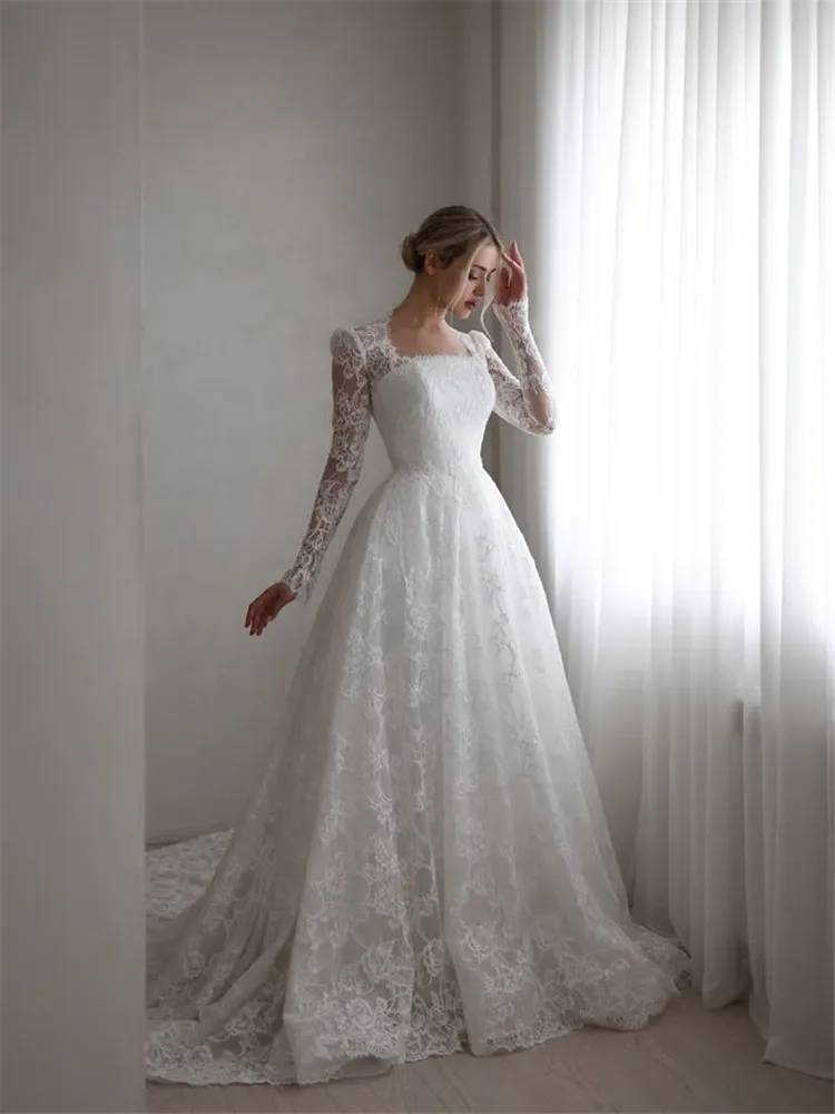 

Lace Wedding Dress Vestido De Novia Manga Larga Vintage Elegante Vestidos Alta Costura Bridal Noivas Boda Noiva Casamento 2025