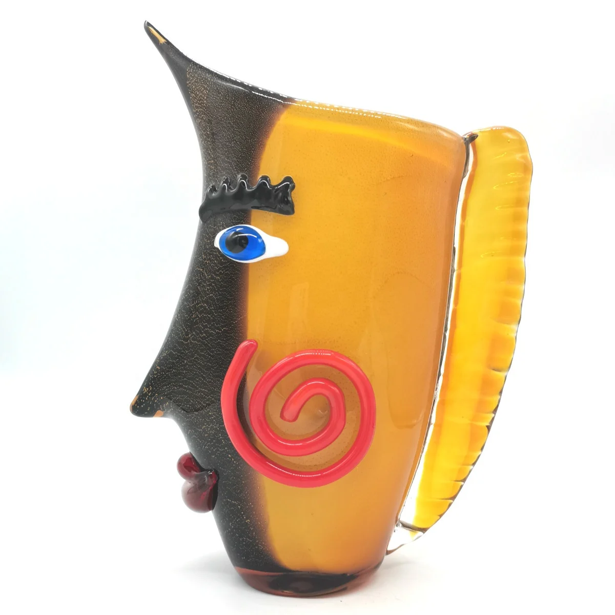 

Hot Selling Abstract Hand Blown Murano Glass Human Face Vase Premium Glass Crafts