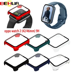 BEHUA Protective Case For OPPO Watch 2 46mm Smart Full PC Screen Protector Cover Shell+Tempered Glass Film For OPPO Watch2 42mm