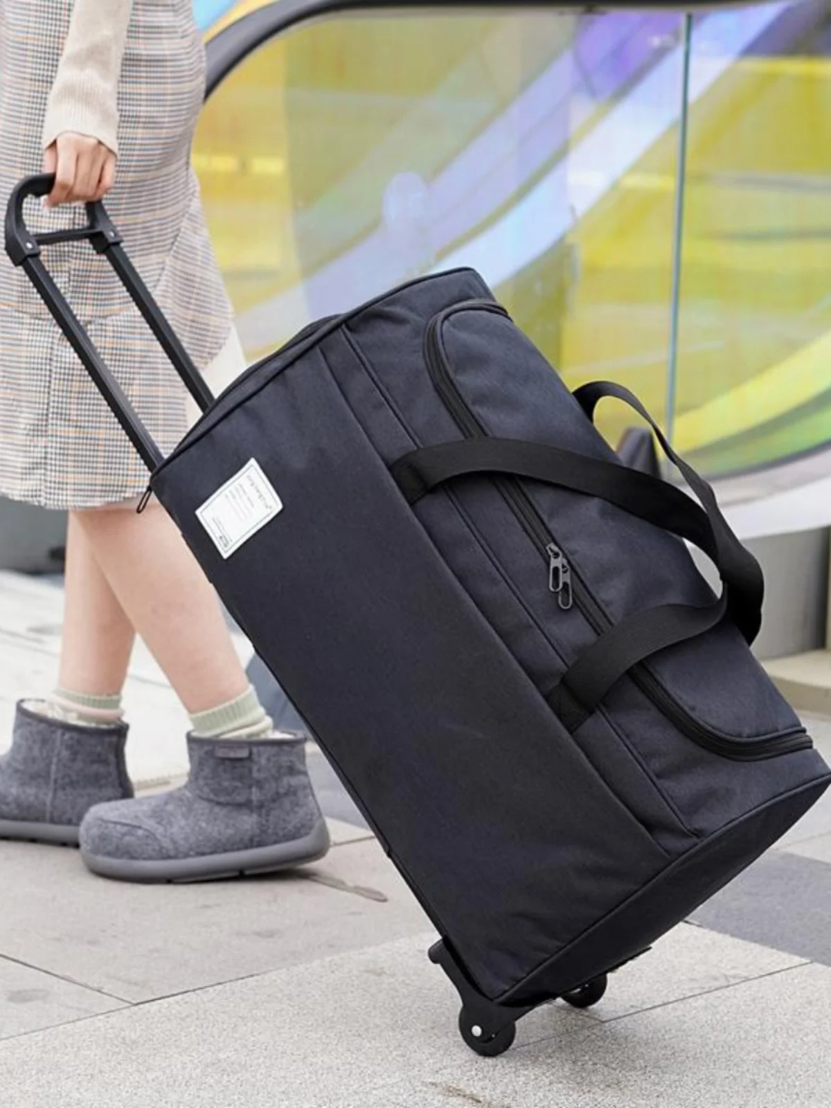 

Large Capaci Travel Bag with Pull Rod for Men And Women Students Living in School Bag Lightweight Foldable Ox Cloth Bag