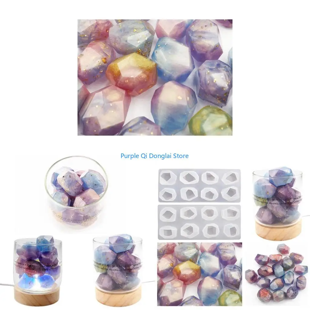 L21E 2 Styles Irregular Geometric Section Crystal Ore Epoxy Resin Mold Stones Ornaments Making Silicone Mould DIY Crafts Home