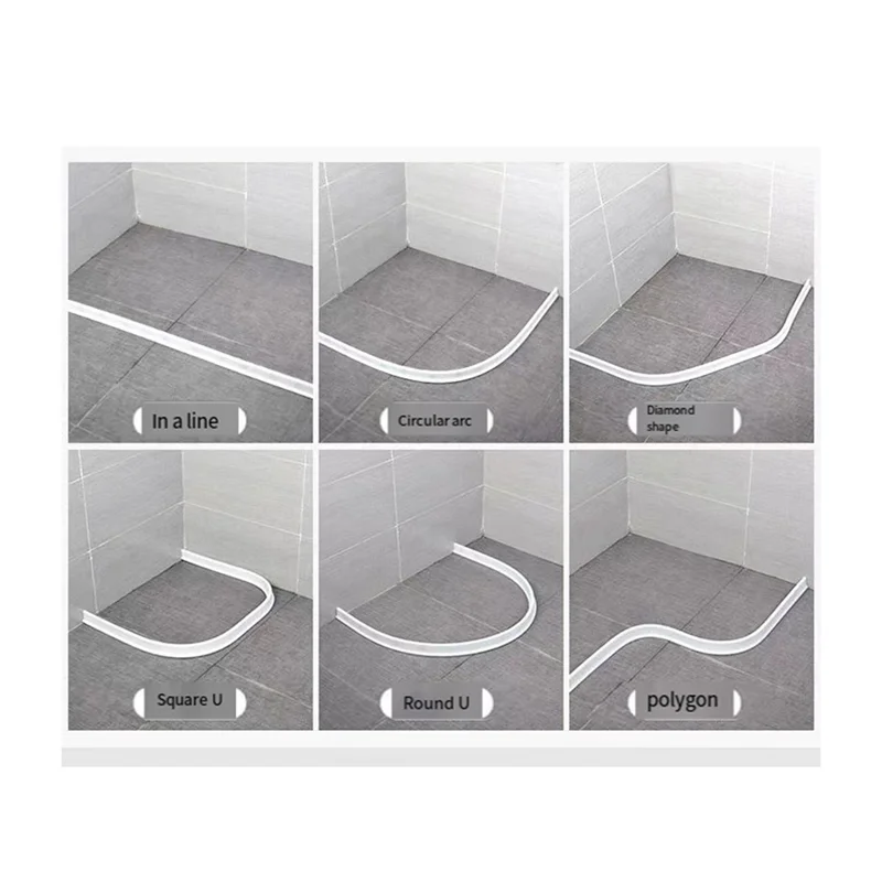 

ABKU-Bathroom TPE Гибкая водоудерживающая полоса для душа Водозащитный барьер Highl для разделения аксессуаров для душа Белый 2 м