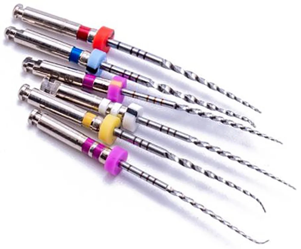 EASYINSMILE 6Pcs Dental Endodontic NITI Rotary Files X-Corn Root Canal Files 25mm Endo Files Assorted Engine Use