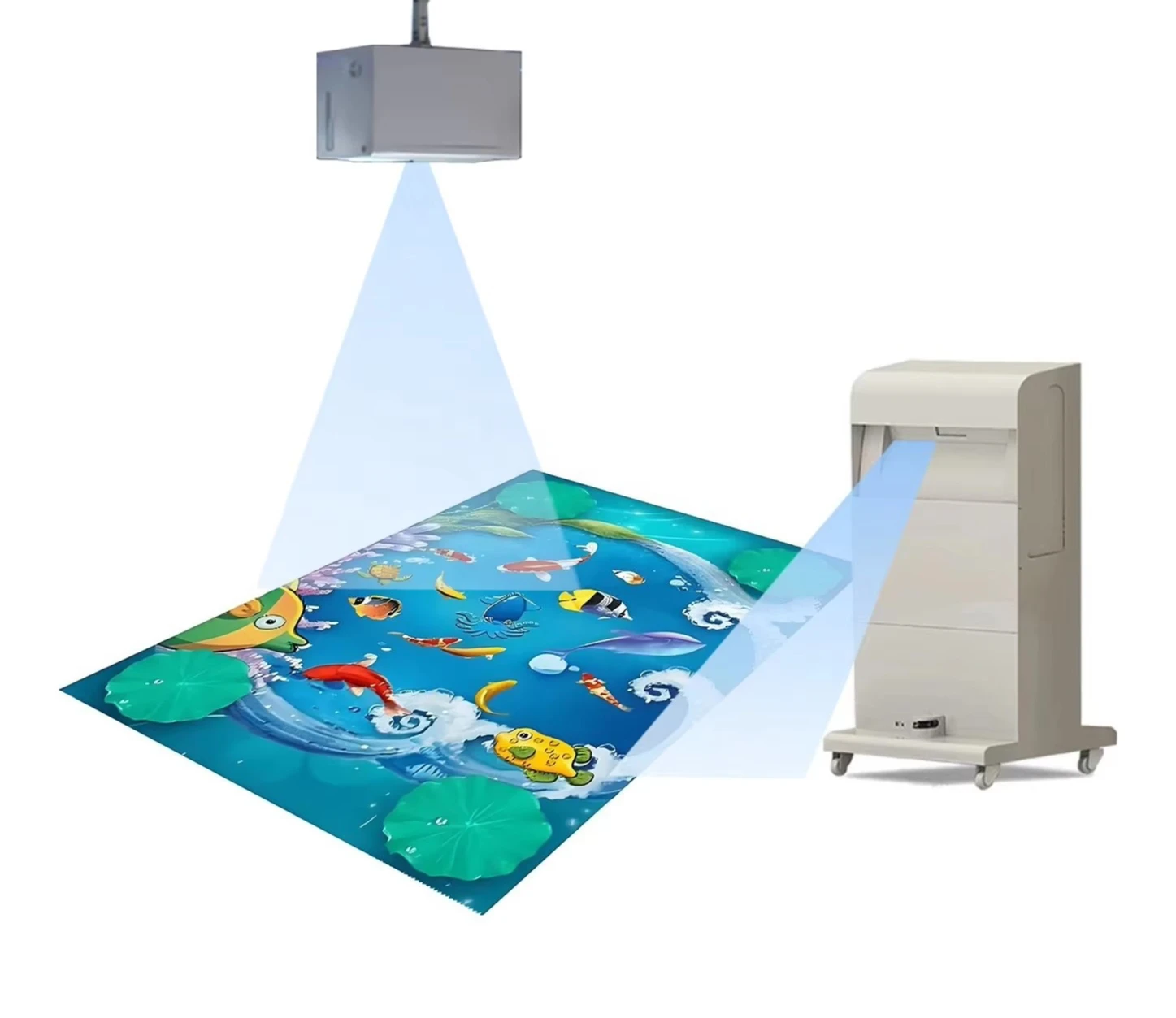 Interactive floor projection system 3D holographic all-in-one machine Children's game holographic advertising stand