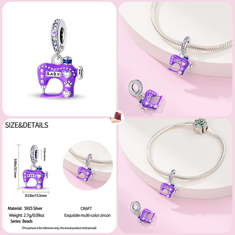 925 Sterling Silver Fashion Sewing Machine Tailor Hairdresser Mixer Charms Beads For Brand Original Bracelet DIY Jewelry Gift image 3
