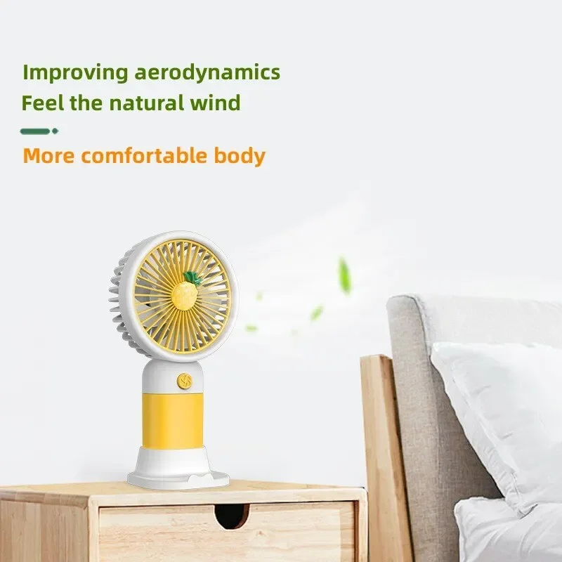 Ventilador portátil de frutas dos desenhos animados, Carregamento USB, Pequenos ventiladores com cordão, Desktop, Verão, Pessoal, Ao ar livre