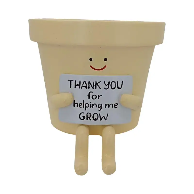 Leuke plantenpotten Bedankt voor het helpen me groeien Planter Kleine grappige planten Cactuspotten Desktop Werknemer Dankbaarheid Planter