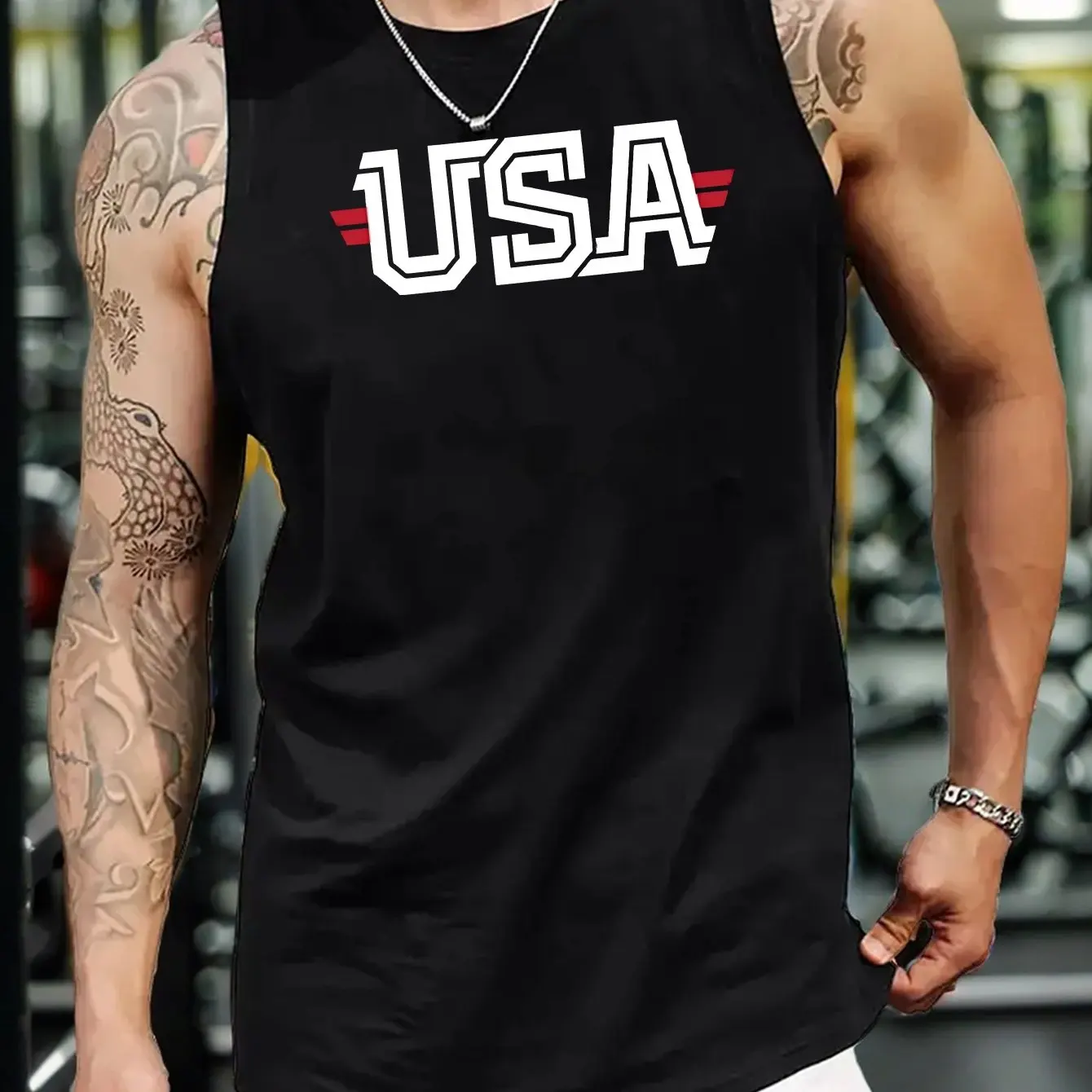 

3D USA Print Men's Tank Tops Summer Leisure Fashion Sports Crew Neck Pullover Vest Daily Fitness Training Men Sleeveless T-shirt