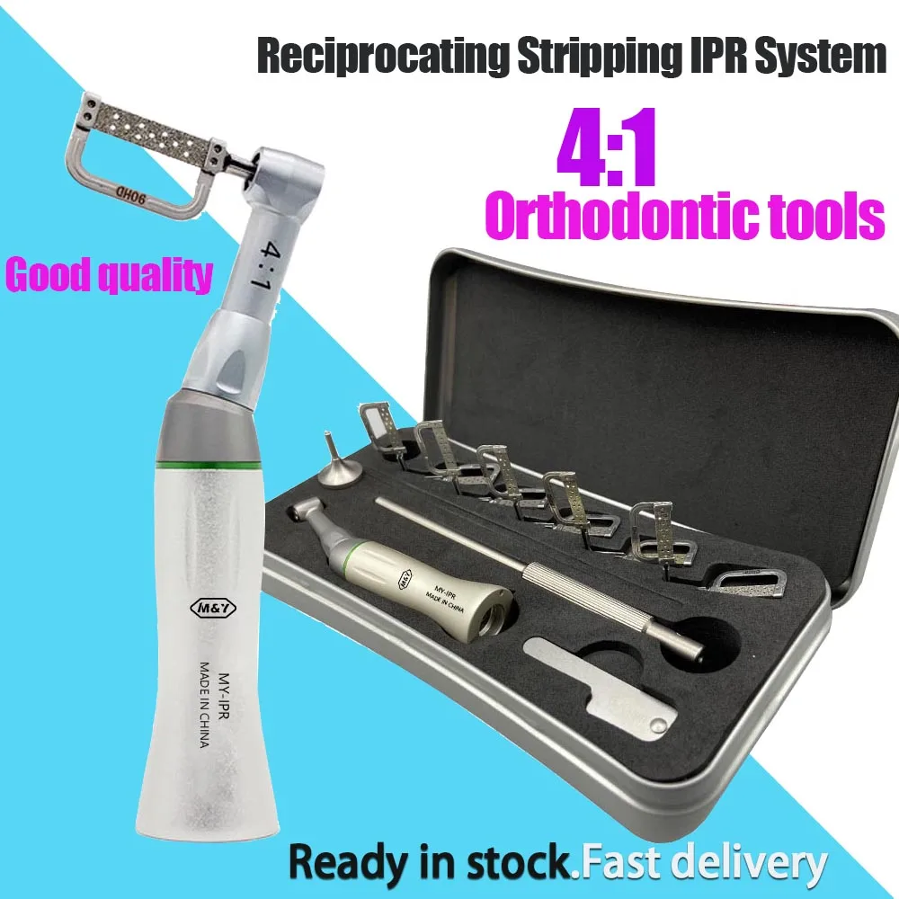 M&Y Dental 4:1 Reduction Contra Angle Reciprocating Interproximal Strip IPR System E type air turbine low speed Handpiece dentia