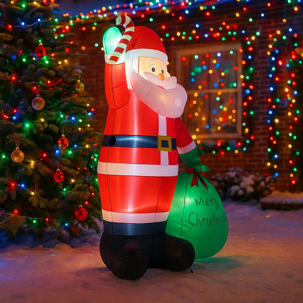 2.4 متر/7.8FT نفخ سانتا كلوز عقد أضواء قصب الحلوى LED ديكورات المنزل اللعب ساحة عيد الميلاد عطلة عيد الميلاد الإضاءة ديكور