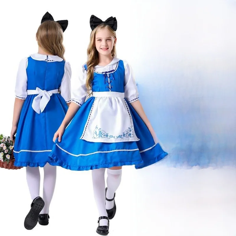 Alice in Wonderland Cosplay Costume loween Performance Outfit Parent-Child Matching Traditional Chinese Costume Polyester