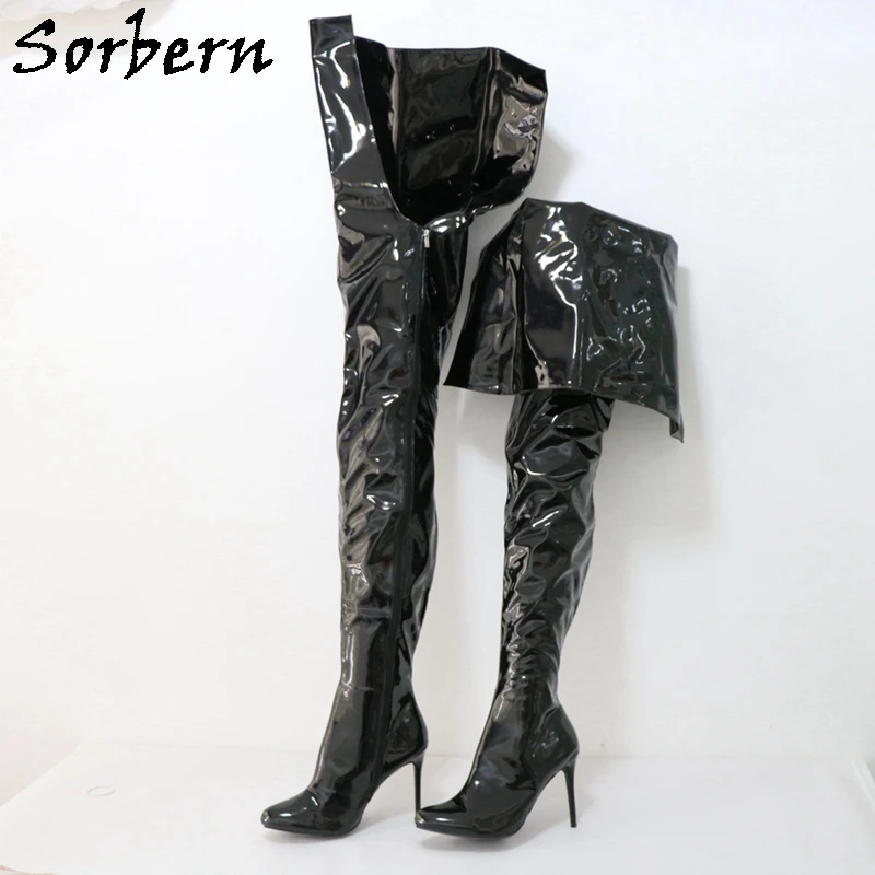 Sorbern Super Long Boots Women Unisex Styles High Heel Black And Red Shoes Round Toe Custom 85Cm In 125Cm Out Crossdresser Shoe