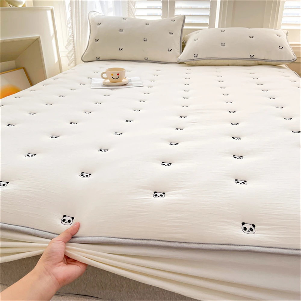 

Super Thick Mattress Cover Home Quilted Embroidered Bed Cover Single/Queen/King Mattress Pad Cotton lencol cama casal Bed Sheets