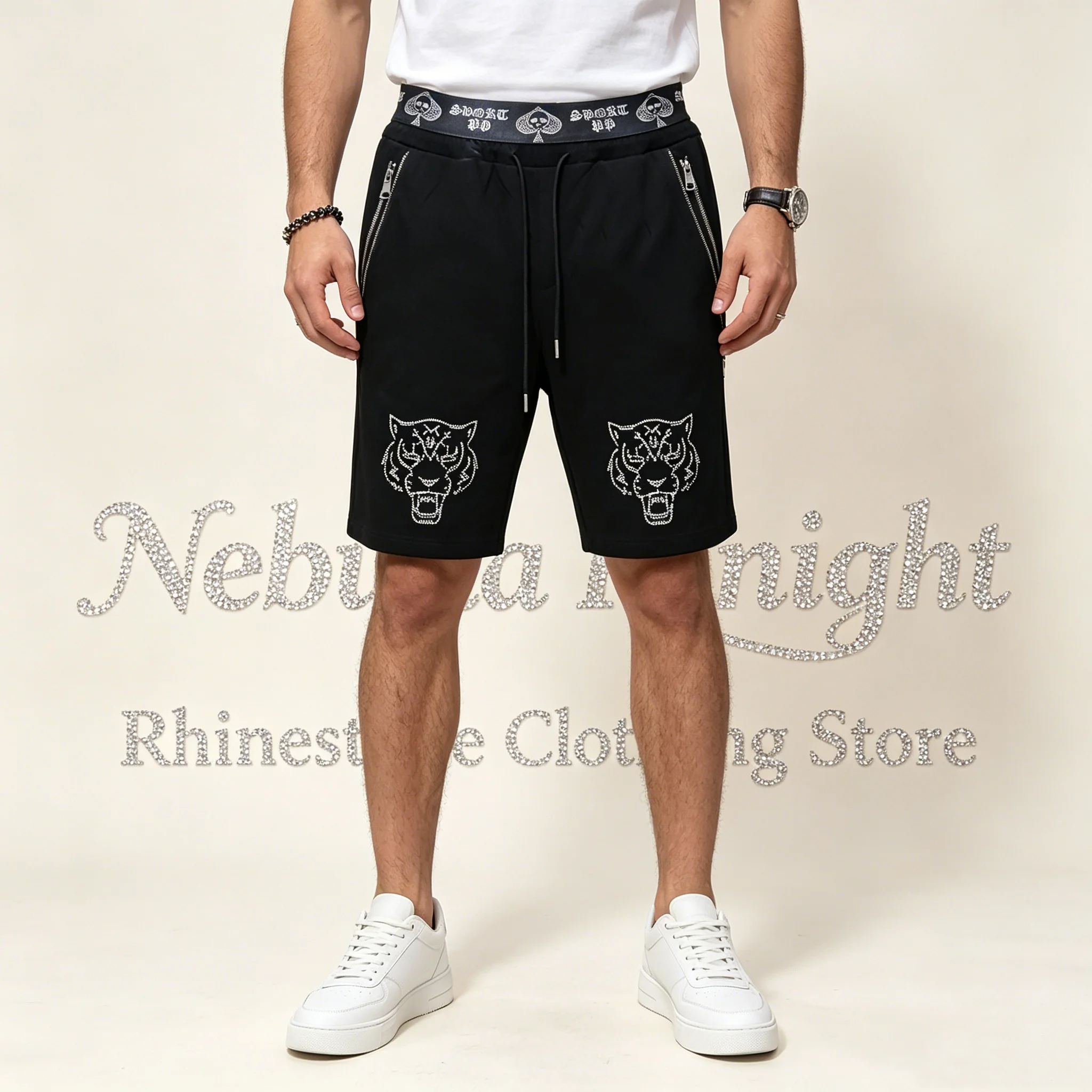 Men Hot Drill Shorts Classic Streetwear Zipper Pocket Summer Casual Beach Shorts