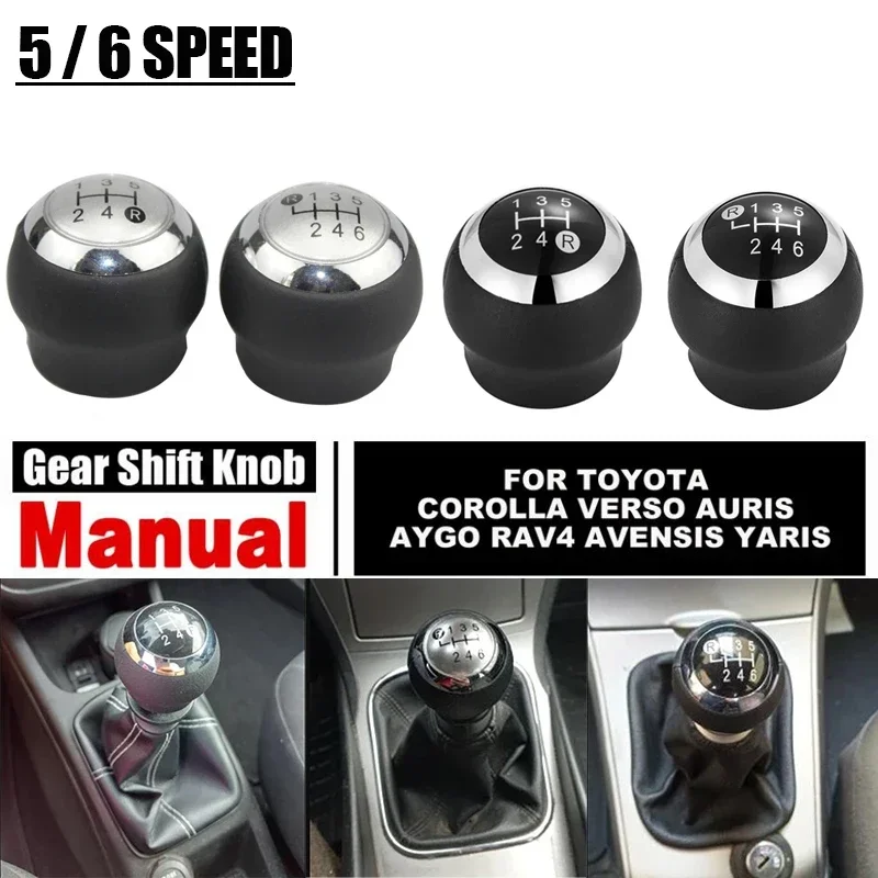 NEW 5/6 Speed Gear Shift Knob Lever Shifter Stick Handball For Toyota Corolla Verso Auris Aygo Rav4 Yaris Avensis Leather Cover