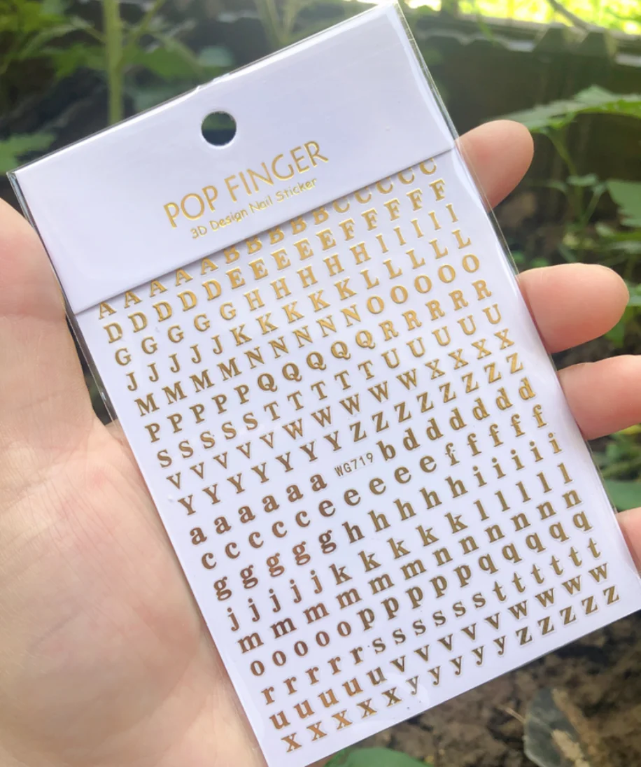 1PCS Small 26 Alphabet Letter Number Sticker Roman Letter Nail Stickers Uppercase  Golden Silver Black Letter Stickers