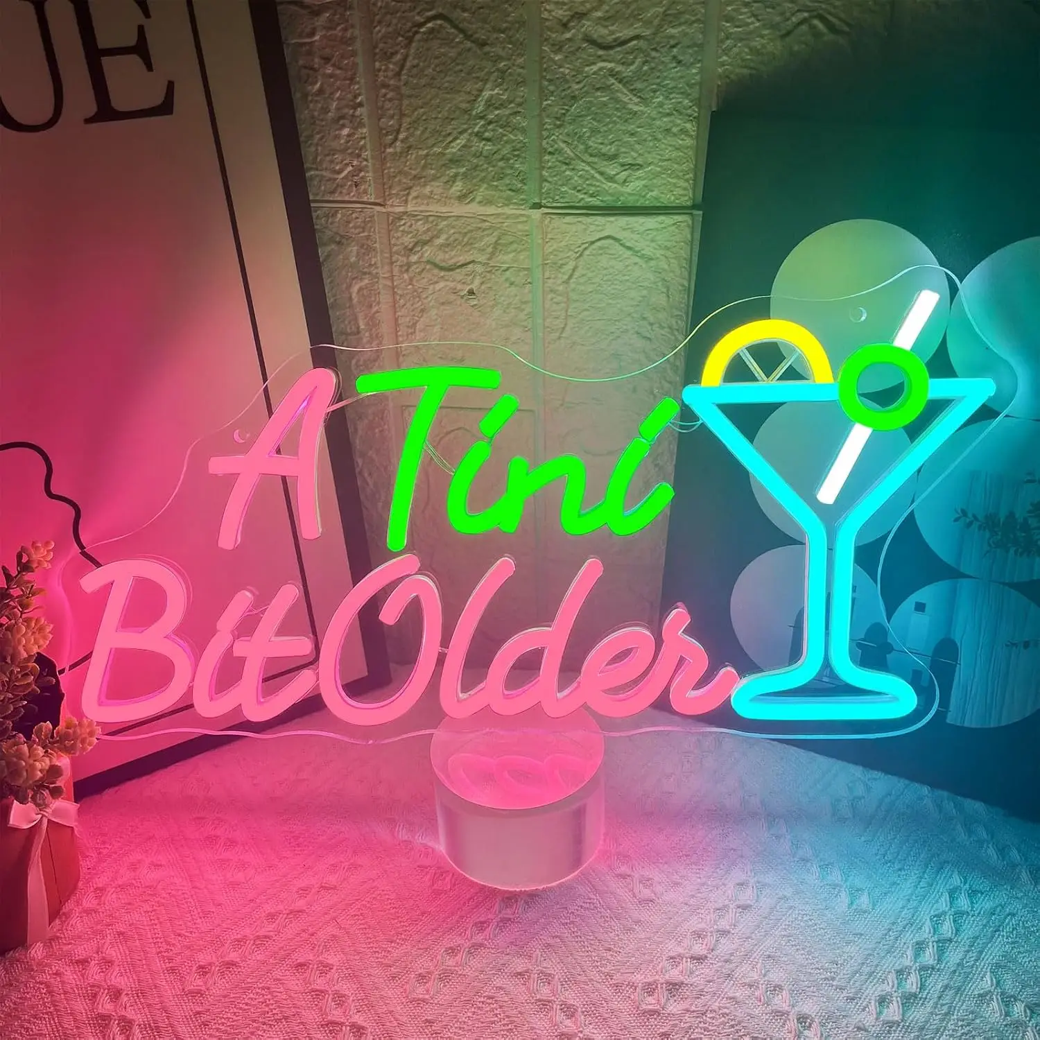 

A Tini Bit Older Neon Sign Dimmable Mature Neon Light LED for Themed Party Home Bar Party Birthday Decor Gift for Martini Lover