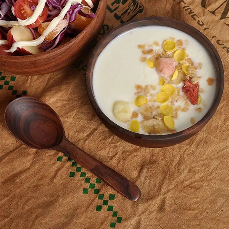 【FLASH DEAL】2X Acacia Wood For Fruits, Salads And Noodle, Salad Wooden Bowl 5.1X2.4Inch