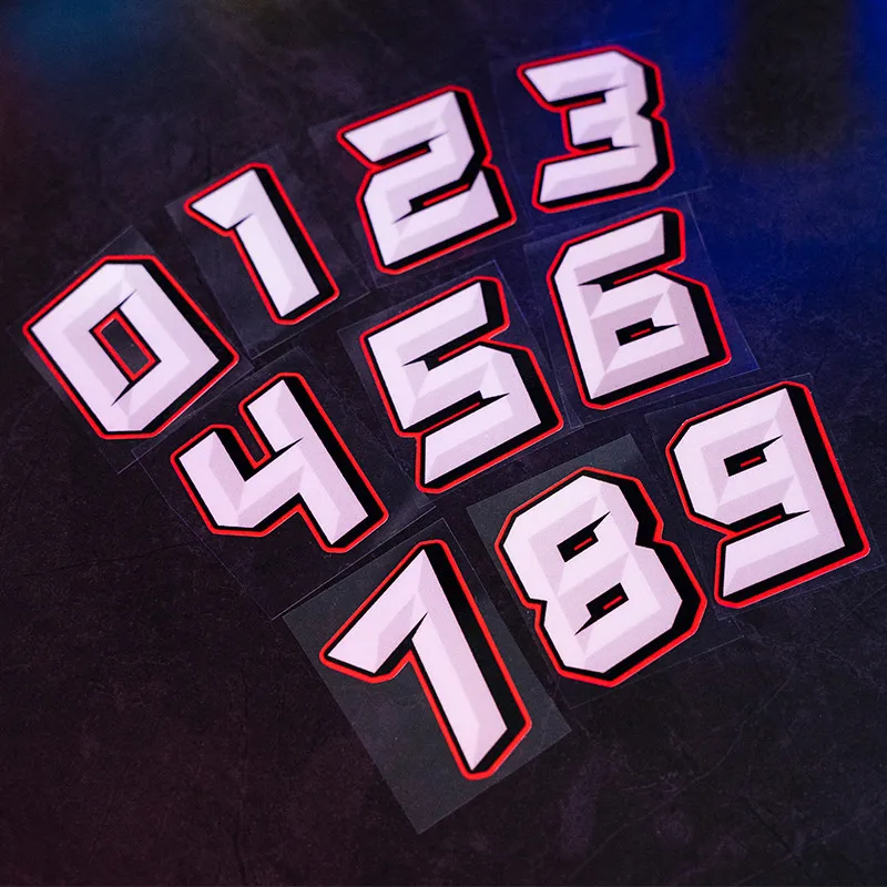 Numbers Motorcycle Sticker Racing Scooter Refit Decorative Red White Decals Body Laser Car Styling Moto Stickers Motorbike Parts