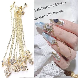 3/5PCS Zircon Tassel Chain Nail Jewelry 90MM Chains Crystal Charms Luxury Diamonds Pendant DIY Nail Art Design Accessory Chains*