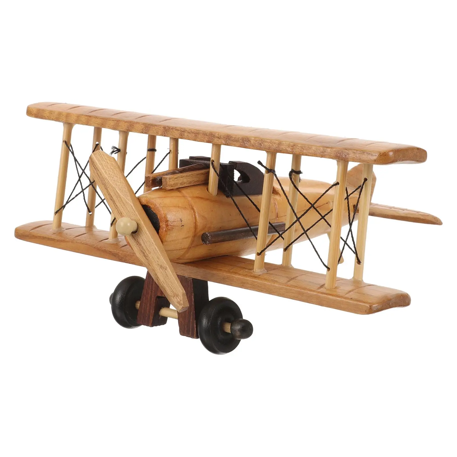 Retro Wooden Plane Toys Vintage Model Crafts Airplane Wooden Plane Model Adorn Room Decor Ornament Miniature