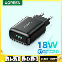 Ugreen USB Quick Charge 3.0 QC 18W USB Charger QC3.0 Fast Wall Charger Mobile Phone Charger for Samsung S24 Huawei Xiaomi iPhone