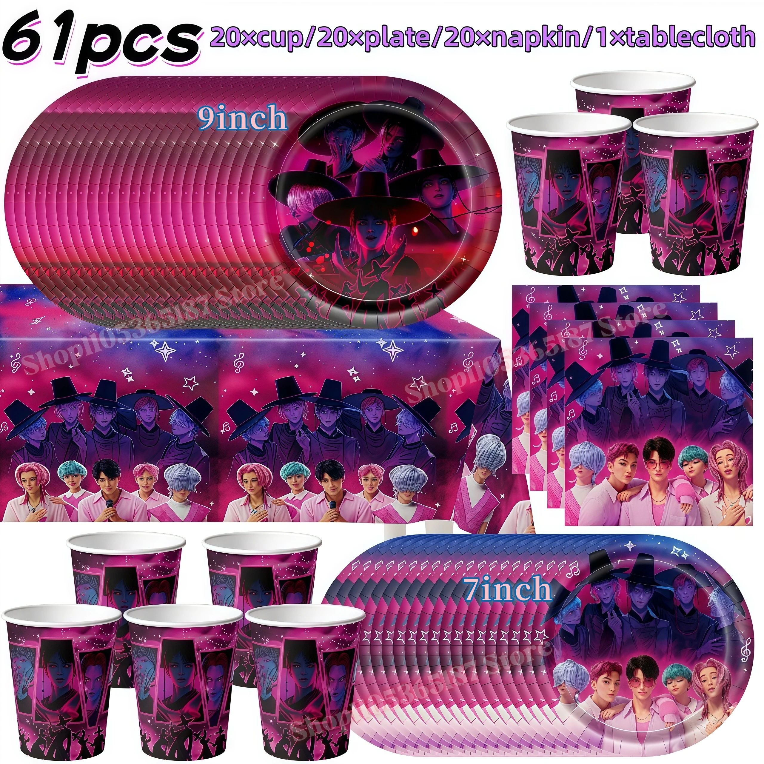 Girls Birthday Party Decorations Tableware Plates Cups Napkins Banner Balloons for Pop Girls Party Favor Baby Shower Supplies